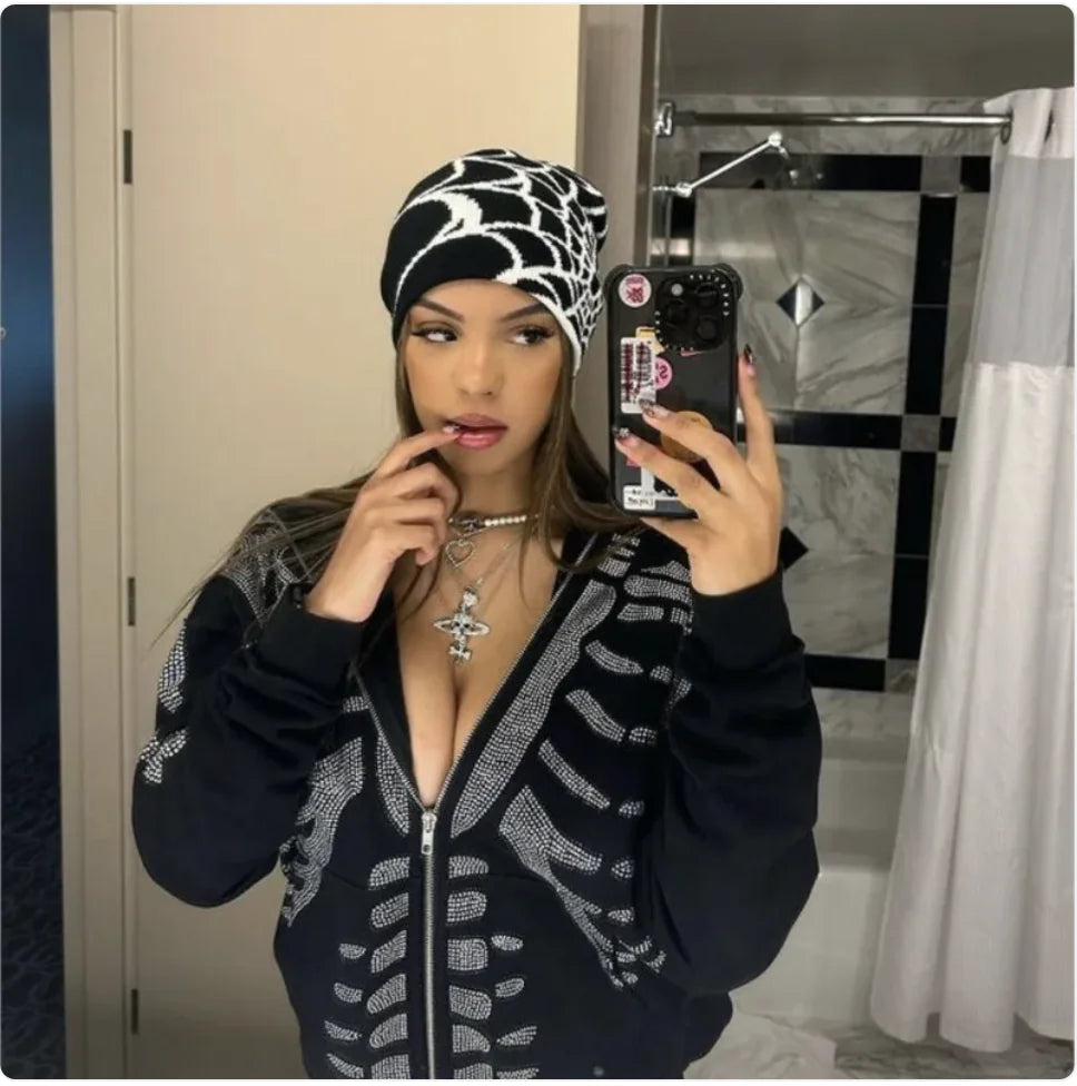 Bonnet mixte motifs de style en toile d’araignée