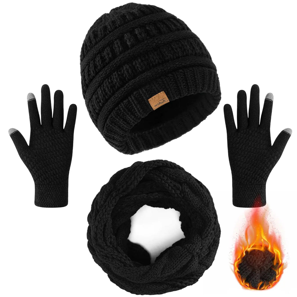 Ensemble d’Hiver Chauffant – Bonnet + Gants + Écharpe
